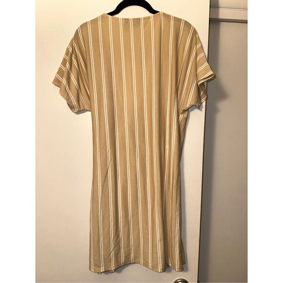 ASOS Women’s Tan White Stripe Jersey Wrap Dress Size 8 EUC - Picture 5 of 10